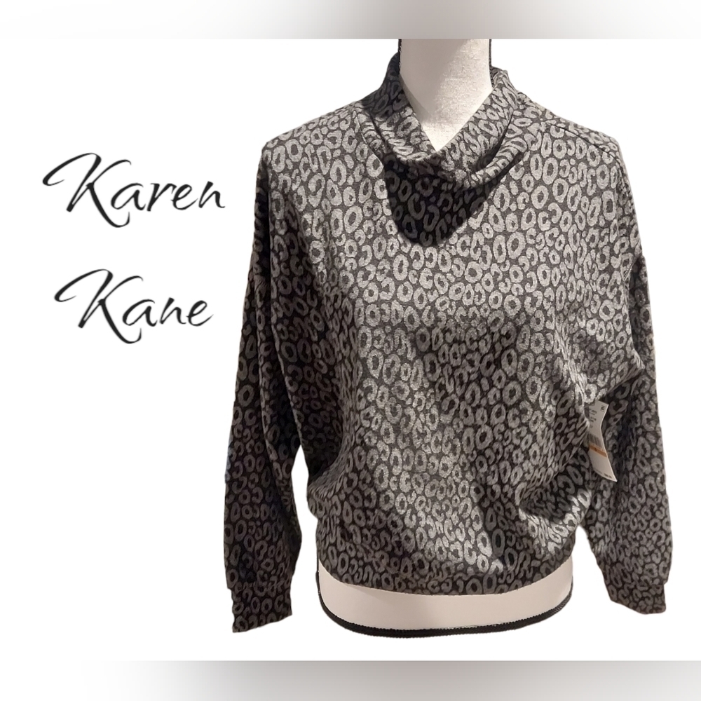 Karen Kane sweater gray animal print womens size small New with tags